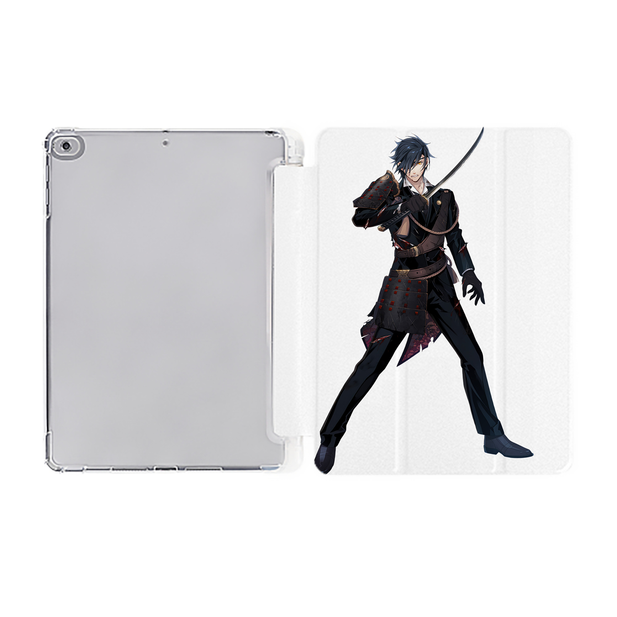 （画像用） 刀剣乱舞 Touken Ranbu IPad ケース ペン収納付き 三つ折りスタンド PUレザー×シリコン 対応機種9.5/10.5/10.9インチ